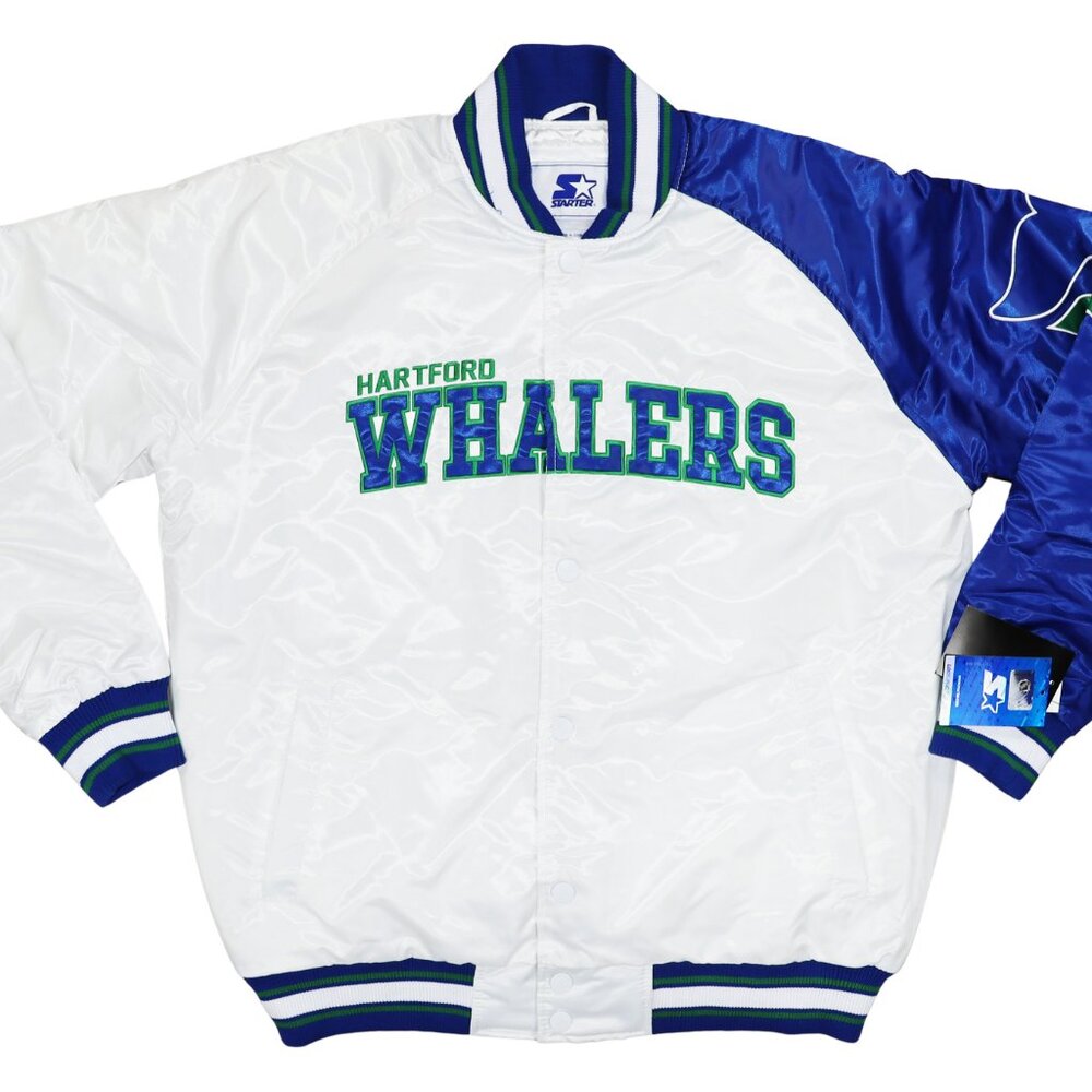 Starter Hartford Whalers NHL Snap Front Quilted Satin Men's Jacket NWT